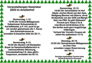 Das Dezember-Programm im Amalienhof