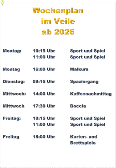 Ständige Termine im Veile ab 2026