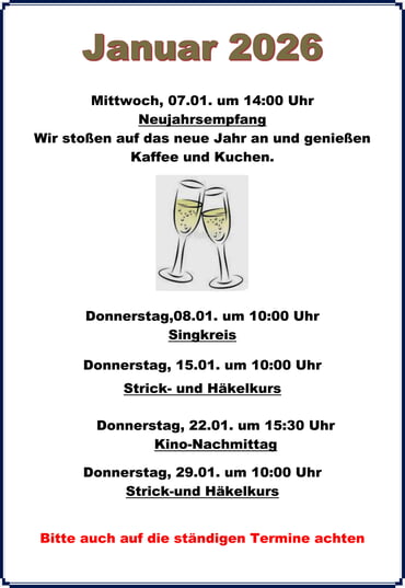 Termine und Veranstaltungen im Januar 2026 im Veile